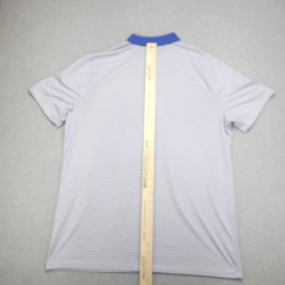 Nike Dri-Fit Polo Golfr Shirt Men's XL Blue White Stiped Standard Fit Polyester‎ - Picture 7 of 12